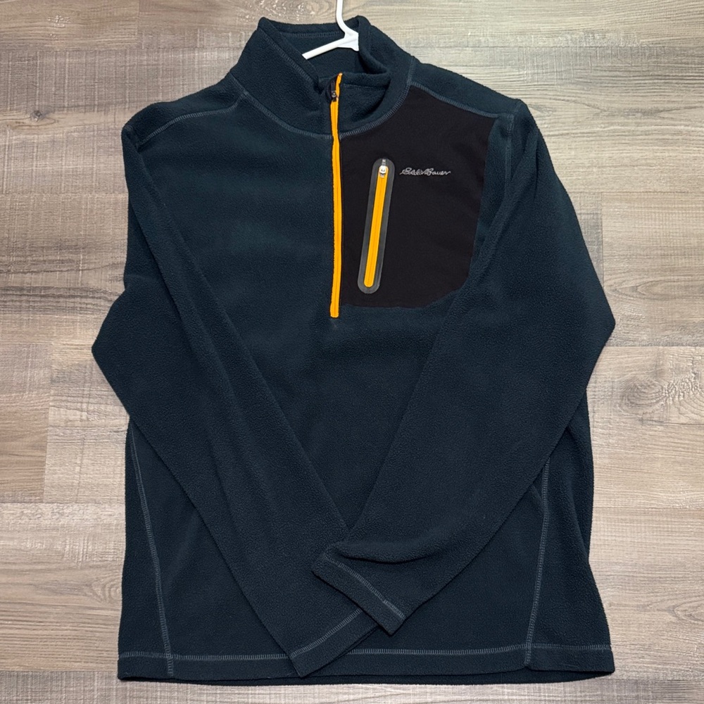 Eddie Bauer Dark Gray Fleece with Yellow Zipper